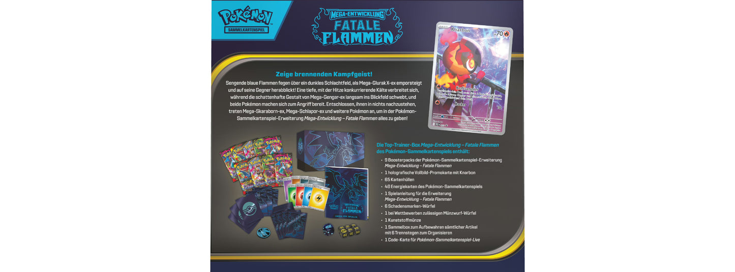Pokémon Karten Mega-Entwicklung Fatale Flammen Top-Trainer-Box