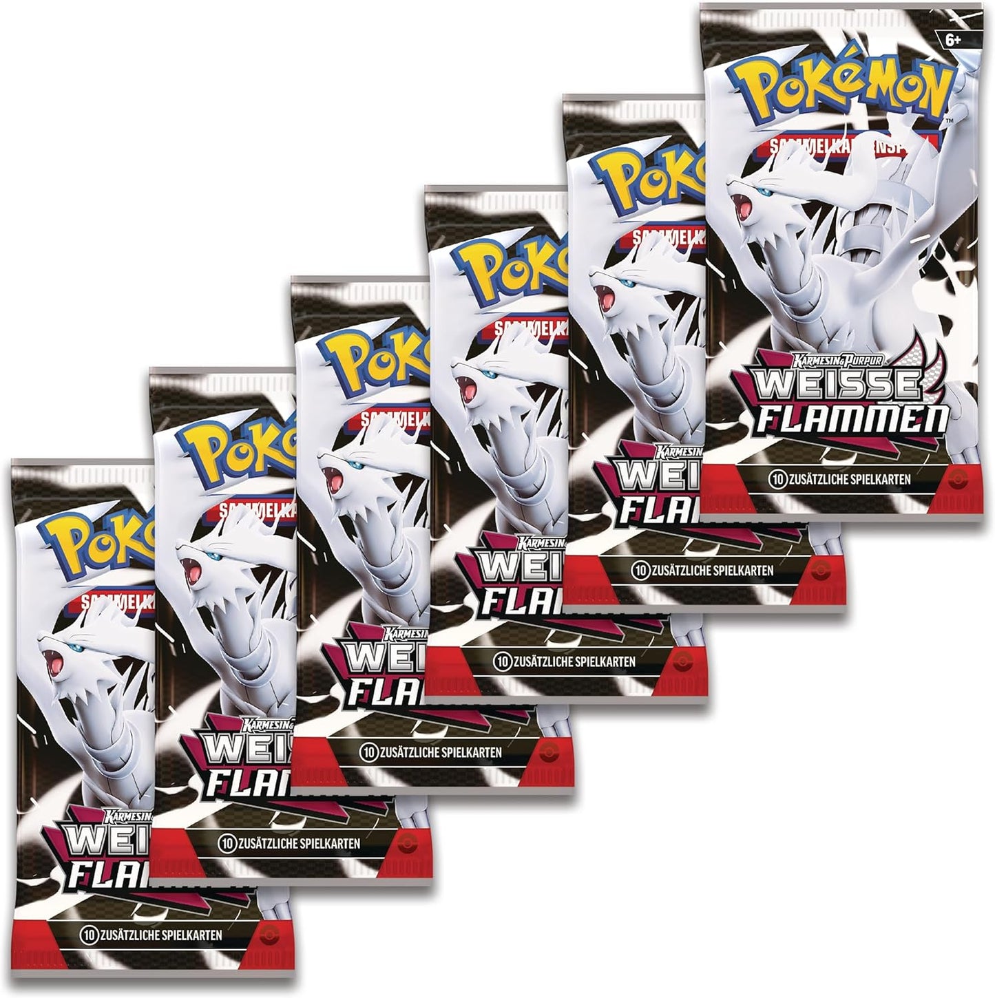 Pokémon-Sammelkartenspiel: Boosterbundle Karmesin & Purpur – Weiße Flammen (6 Boosterpacks)